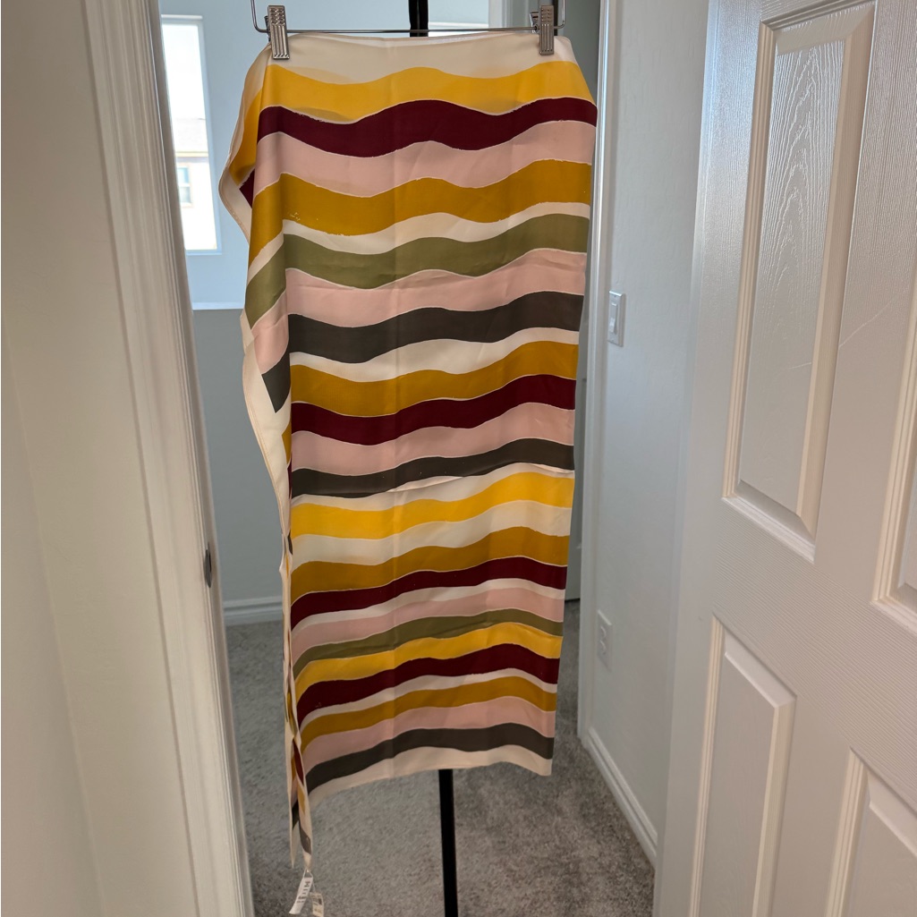 Oversized Striped 100 Silk Scarf